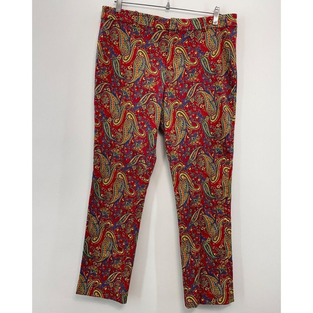 Lauran Ralph Lauren Pants Paisley Ankle Colorful Bright Multicolor Red Womens 12